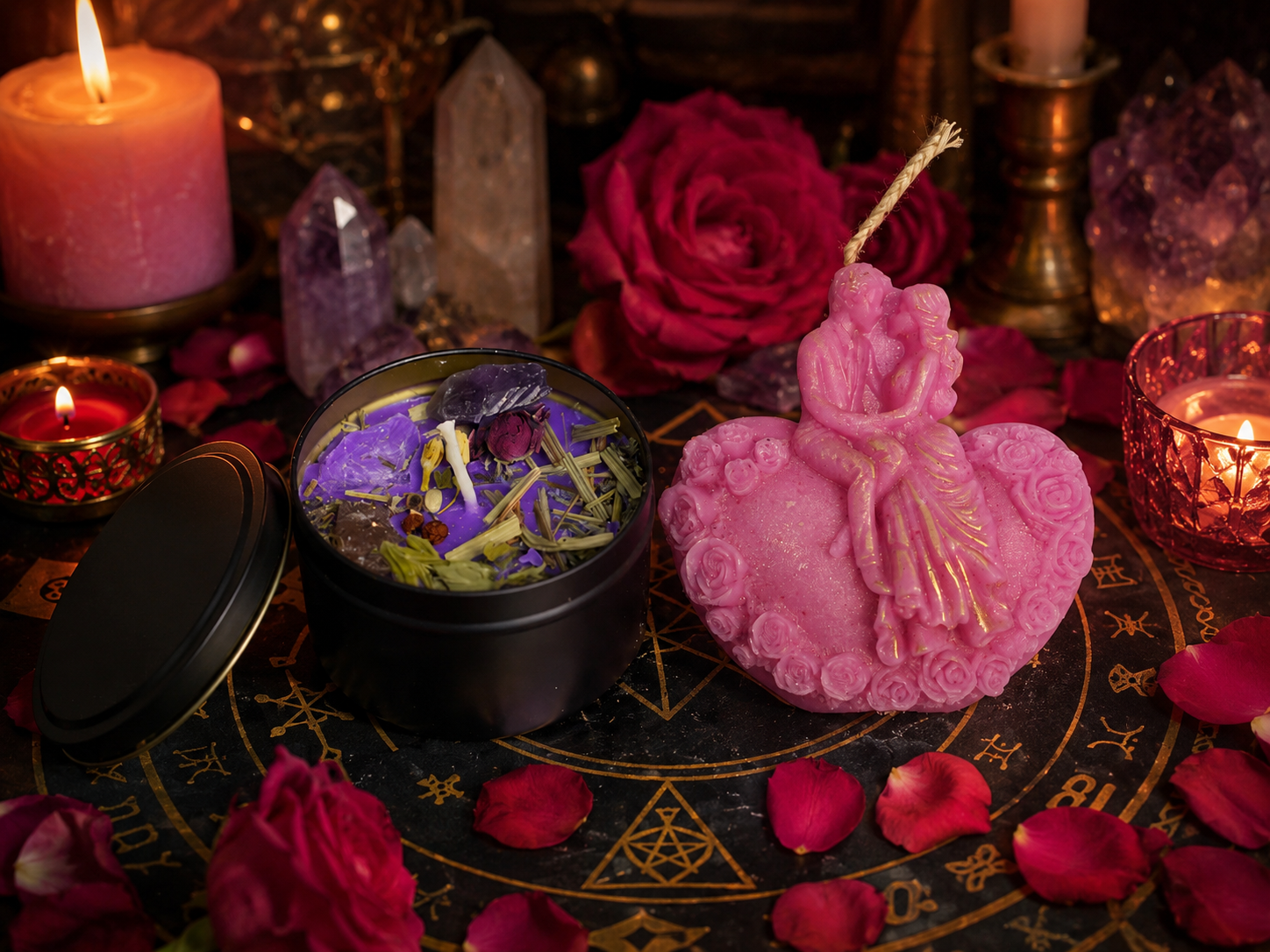Attraction spells and sweetening spell love ritual with attraction and marriage commitment candles