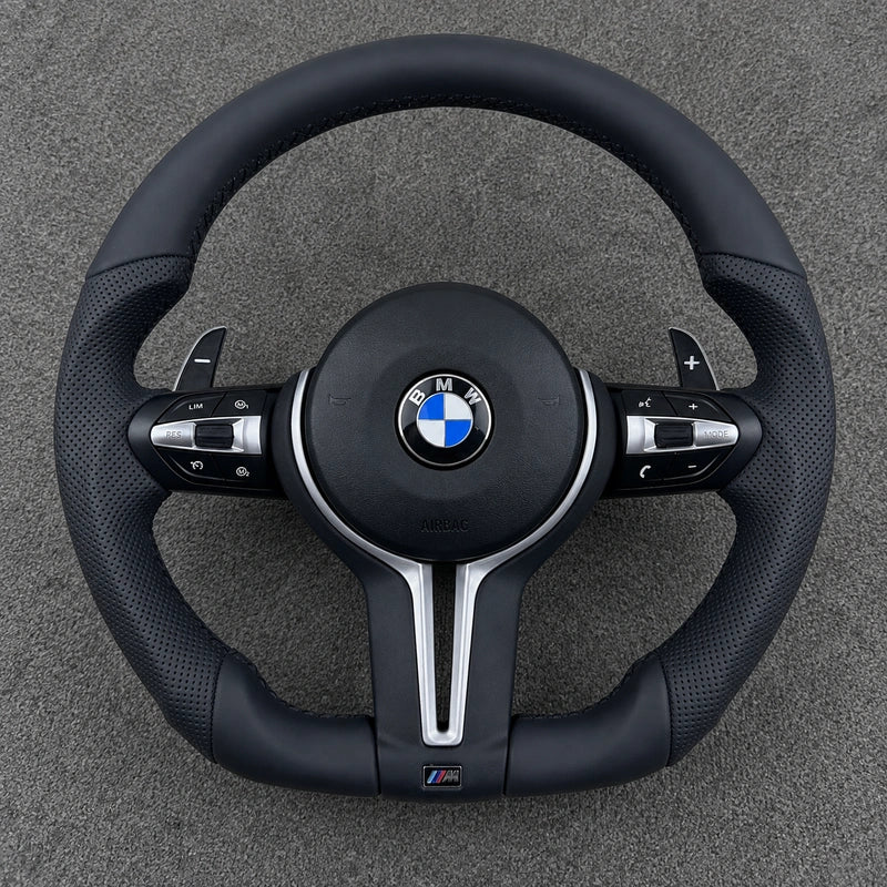 Custom Nappa Leather Steering Wheel for BMW M2 with Yellow Center Accent