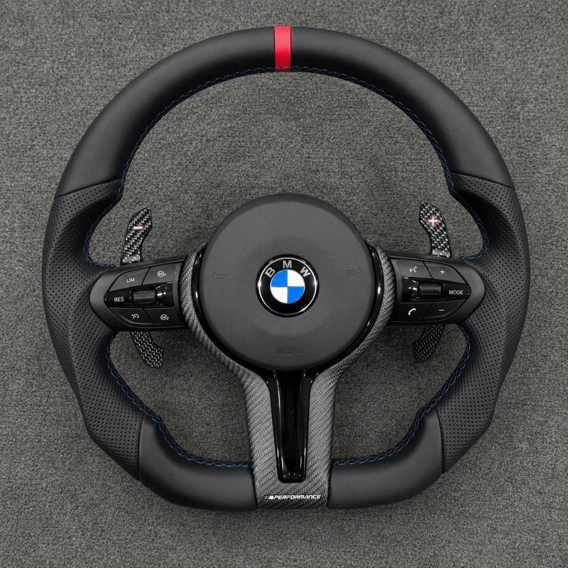 BMW 2 Series custom carbon fiber steering wheel in black and white