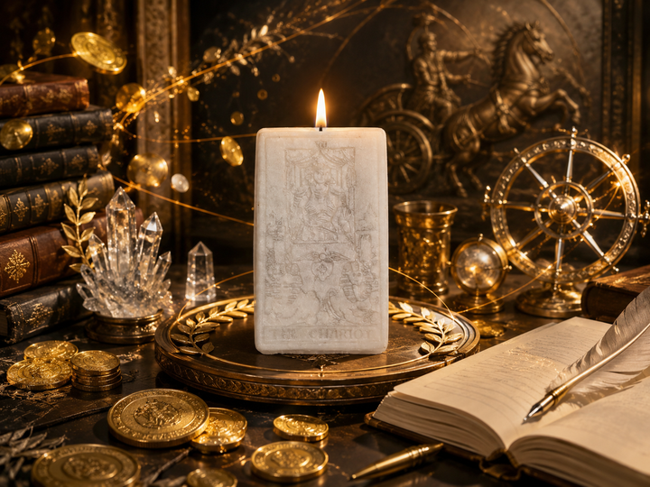 The Chariot tarot candle ritual for victory, determination, career progress, relationship initiative, and focused action