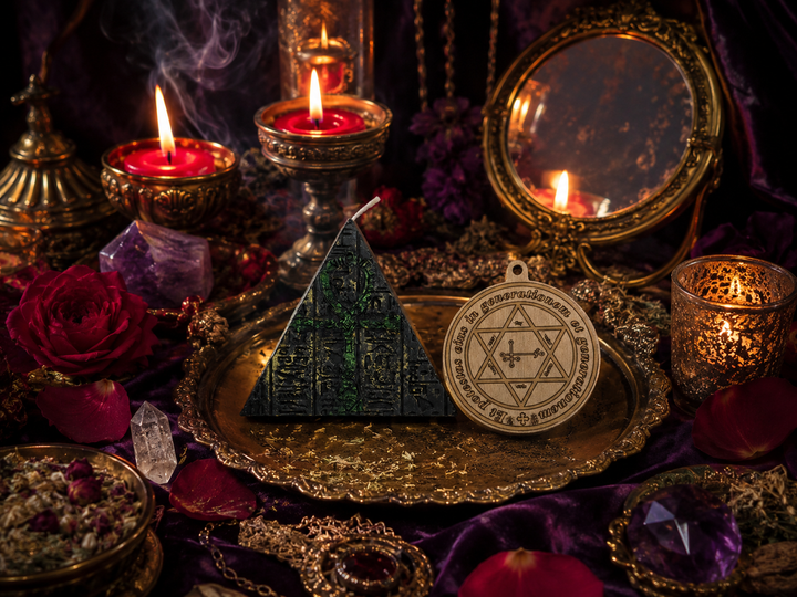 Venus love talisman and Ankh ritual candle for confidence, attraction and personal vitality