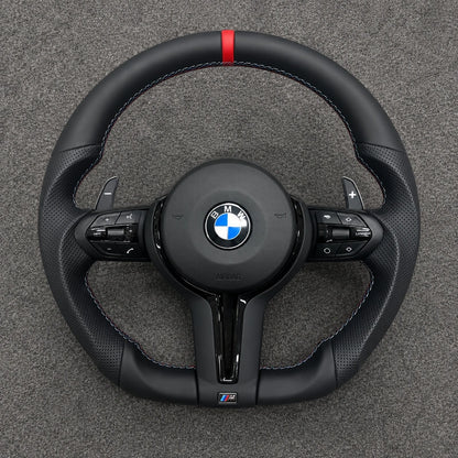 Custom Nappa Leather Steering Wheel for BMW M2 with Yellow Center Accent