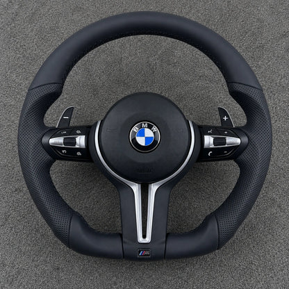 Custom Nappa Leather Steering Wheel for BMW M2 with Yellow Center Accent