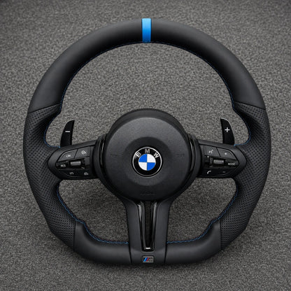 Custom Nappa Leather Steering Wheel for BMW M2 with Yellow Center Accent