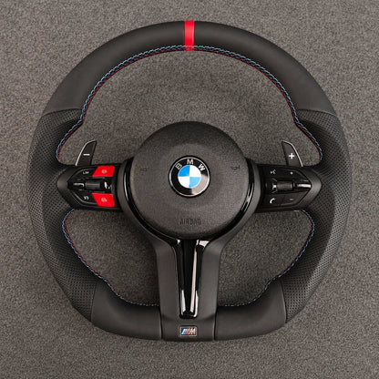 Custom Nappa Leather Steering Wheel for BMW M2 with Yellow Center Accent