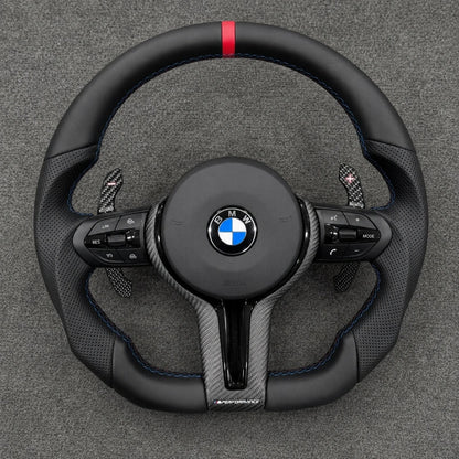 BMW 2 Series custom carbon fiber steering wheel in black and white